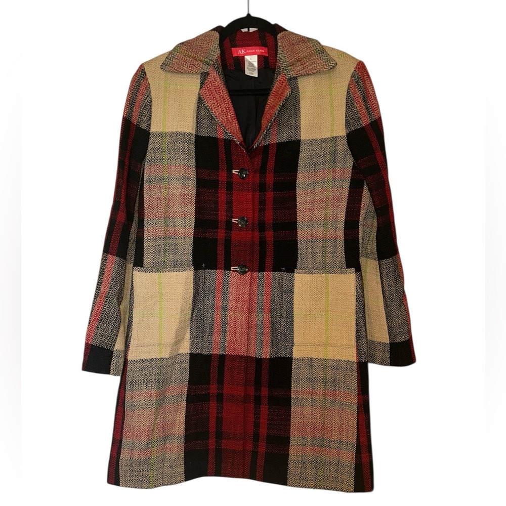 Anne Klein Plaid Wool Jacket | Large
